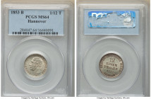 Hannover. Georg V 1/12 Taler 1853-B MS64 PCGS, Hannover mint, KM219. Showing satin peripheries with a dove patina. 

HID09801242017

© 2022 Heritage A...