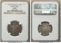 Hesse-Cassel. Wilhelm IX 1/6 Taler 1793-F AU58 NGC, KM542. Soundly struck, showing a cabinet tone with lilac hues. 

HID09801242017

© 2022 Heritage A...