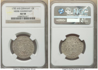 Hesse-Darmstadt. Ernst Ludwig 12 Kreuzer 1705-IAR AU58 NGC, KM110. Only lightly handled, showing boldly rendered devices and toned peripheries. 

HID0...