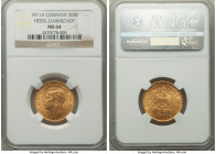 Hesse-Darmstadt. Ernst Ludwig gold 20 Mark 1911-A MS64 NGC, Berlin mint, KM374. Presently tied for the joint-finest certified across NGC and PCGS, wit...