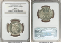 Federal Republic "Von Eichendorff" 5 Mark 1957-J MS65 NGC, Hamburg mint, KM117. A high-quality mintage produced upon the centenary of Joseph Freiherr ...