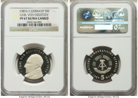 Democratic Republic Proof 5 Mark 1989-A PR67 Ultra Cameo NGC, Berlin mint, KM131. Carl von Ossietzky. Icy motifs upon deep watery recesses. 

HID09801...