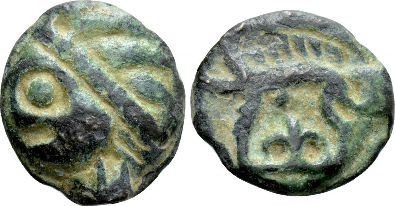 WESTERN EUROPE. Northeast Gaul. Leuci. Potin (1st century BC). 

Obv: Stylized...