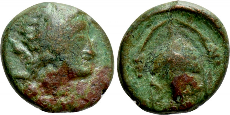 THRACE. Bisanthe. Ae (Circa 2nd century BC). 

Obv: Wreathed head of Dionysos ...