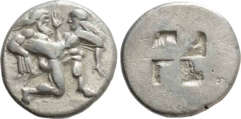 THRACE. Thasos. Stater (Circa 480-463 BC). 

Obv: Ithyphallic satyr advancing ...