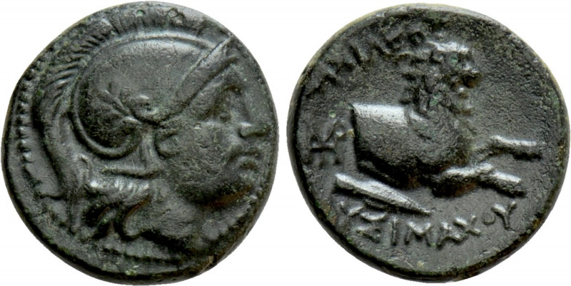 KINGS OF THRACE (Macedonian). Lysimachos (305-281 BC). Ae. 

Obv: Helmeted hea...