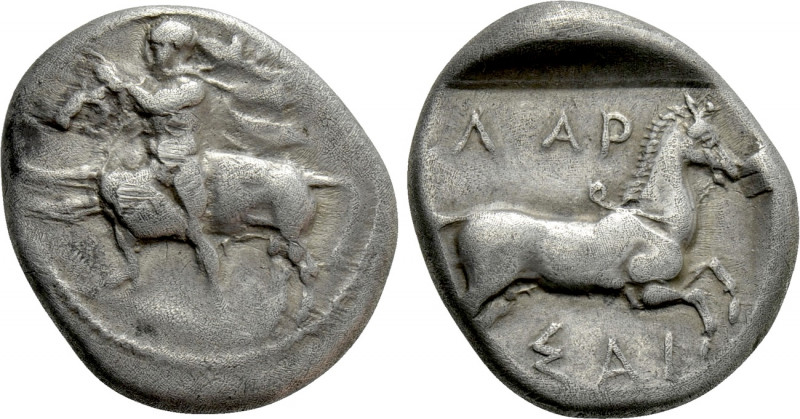 THESSALY. Larissa. Drachm (Circa 450/40-420 BC). 

Obv: Thessalos left, wearin...