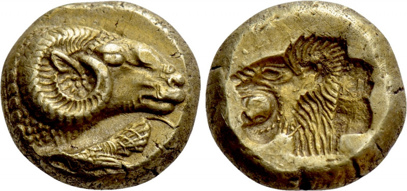 LESBOS. Mytilene. EL Hekte (Circa 521-478 BC).

Obv: Head of ram right; below,...