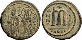 PHOCAS with LEONTIA (602-610). Follis. Theoupolis (Antioch). Dated RY 1 (602/3)