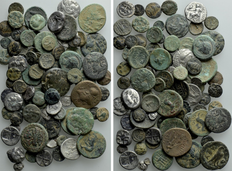Circa 90 Greek Coins. 

Obv: .
Rev: .

. 

Condition: See picture.

Wei...