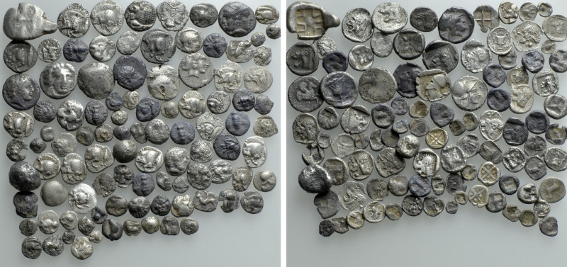 Circa 100 Greek Fractions. 

Obv: .
Rev: .

. 

Condition: See picture.
...