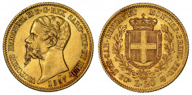 REGNO DI SARDEGNA. VITTORIO EMANUELE II DI SAVOIA, 1849-1861.  20 Lire 1857. Torino.