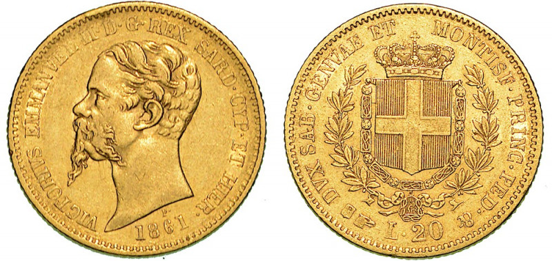 REGNO DI SARDEGNA. VITTORIO EMANUELE II DI SAVOIA, 1849-1861. 20 Lire 1861. Tori...
