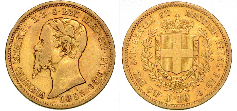 REGNO DI SARDEGNA. VITTORIO EMANUELE II DI SAVOIA, 1849-1861. 10 Lire 1855. Tori...