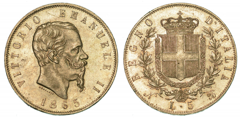 REGNO D'ITALIA. VITTORIO EMANUELE II DI SAVOIA, 1861-1878. 5 Lire 1865. Napoli....