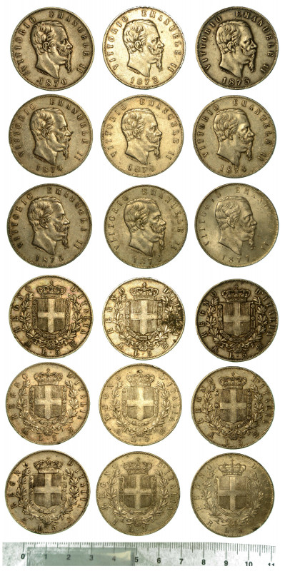 REGNO D'ITALIA. Lotto di nove esemplari.

Vittorio Emanuele II di Savoia, 1861...