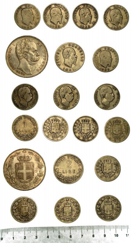 REGNO D'ITALIA. Lotto di dieci monete.

Vittorio Emanuele II di Savoia, 1861-1...