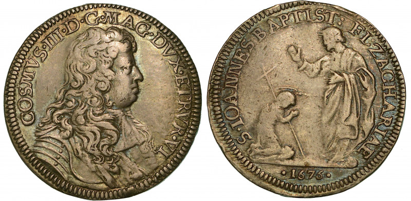 FIRENZE. COSIMO III DE' MEDICI, 1670-1723. Mezza piastra 1676.

Busto corazzat...