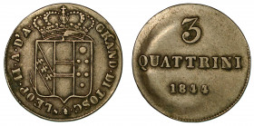 FIRENZE. LEOPOLDO II DI LORENA, 1824-1859. Da 3 quattrini 1844.