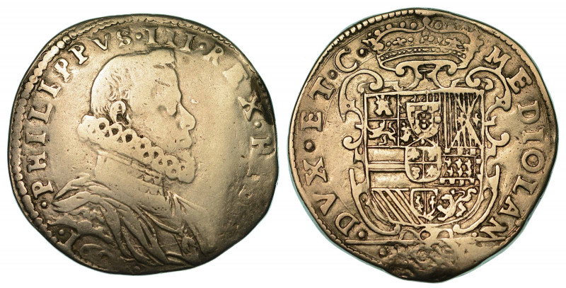 MILANO. FILIPPO III, 1598-1621. 100 Soldi 1605.

Busto paludato e corazzato a ...