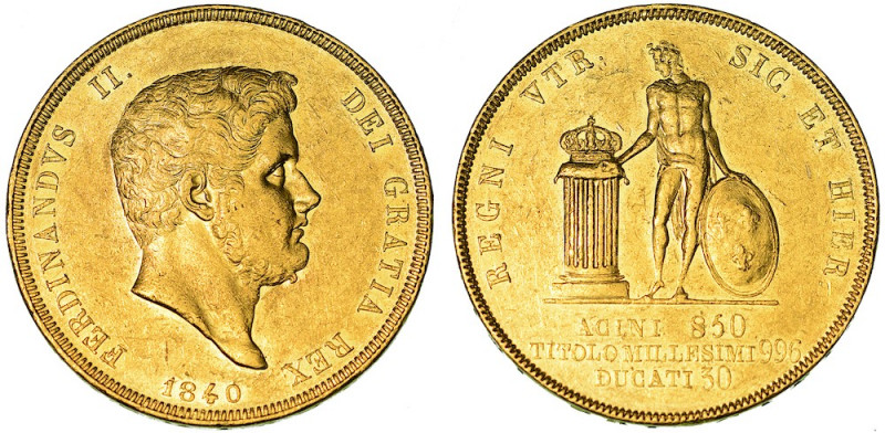 NAPOLI. FERDINANDO II, 1830-1859. 30 Ducati 1840.

Testa a d. R/ Genio stante ...