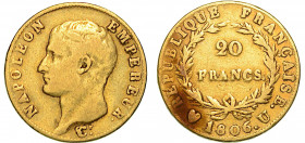 TORINO. NAPOLEONE I, 1801-1815. 20 Francs 1806. Torino.