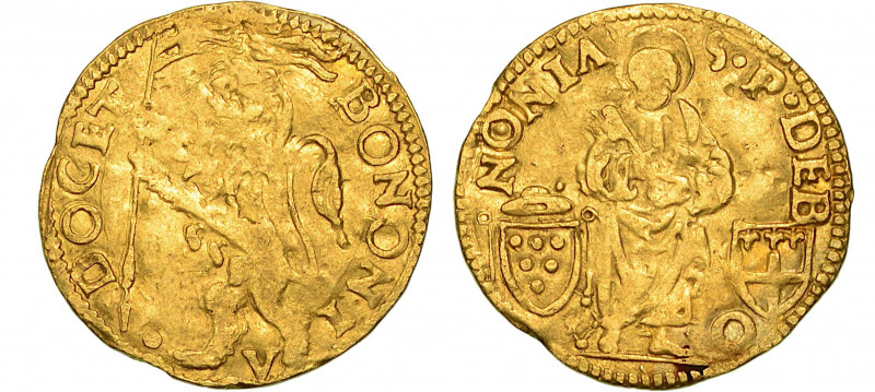 STATO PONTIFICIO. LEONE X, 1513-1521. Ducato s.d. Bologna.

Leone rampante con...