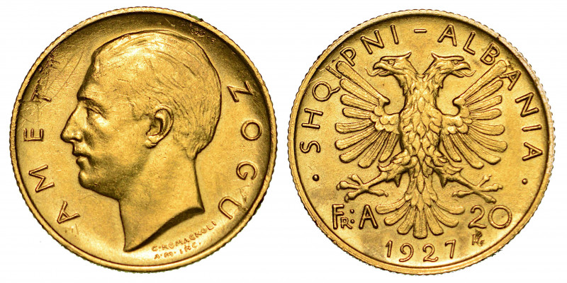 ALBANIA. AHMED ZOGU PRESIDENTE, 1925-1928. 20 Franga 1927.

Testa a s. R/ Aqui...