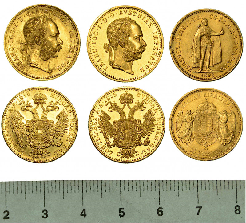 AUSTRIA. Lotto di tre monete.

Austria. Franz Joseph, 1848-1916. Ducat 1915 (2...