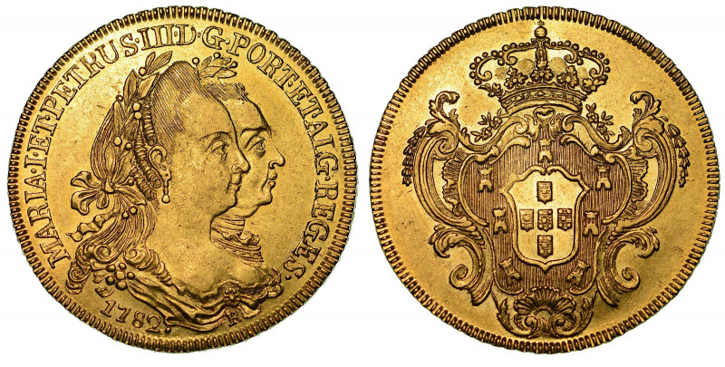 BRASILE. MARIA e PEDRO III, 1777-1786. Peça (6400 Reis) 1782. Rio de Janeiro.
...