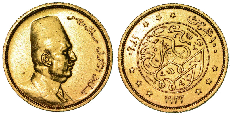 EGITTO. FOUAD I, 1922-1936. 100 Piastres 1340 (1922).

Busto a d. R/ Legenda i...