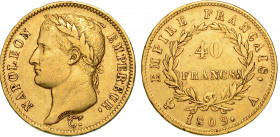 FRANCIA. NAPOLEON I, 1801-1815. 40 Francs 1809. Parigi.