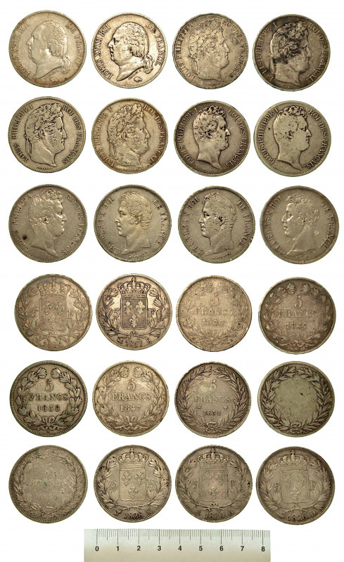 FRANCIA. Lotto di dodici monete.

Louis XVIII - Charles X - Louis Philippe, 18...