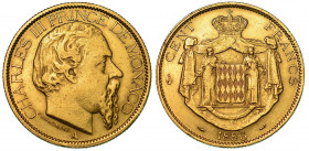 MONACO. CHARLES III, 1856-1889. 100 Francs 1886. Parigi.
