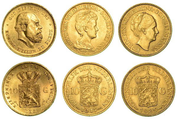 OLANDA. Lotto di tre monete.

Willem III, 1849-1890. 10 Gulden 1875. Friedb. 3...