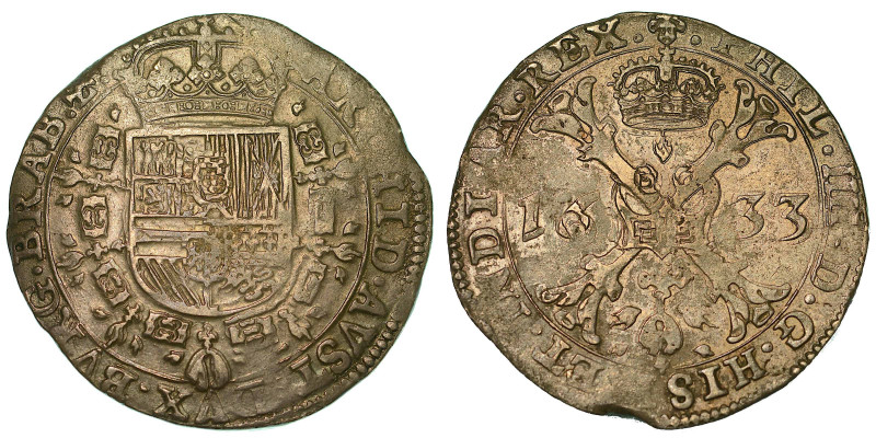 PAESI BASSI SPAGNOLI - BRABANTE. FELIPE IV, 1621-1665. Patagon 1633. Bruxelles....