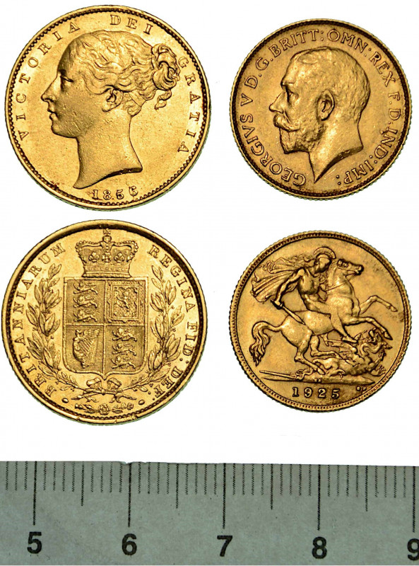 REGNO UNITO. Lotto di due monete.

Victoria, 1837-1901. Sovereign 1856 (Londra...