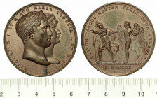 CERIMONIE PER IL MATRIMONIO DI NAPOLEONE CON MARIA LUIGIA D'AUSTRIA. Medaglia in bronzo 1810.