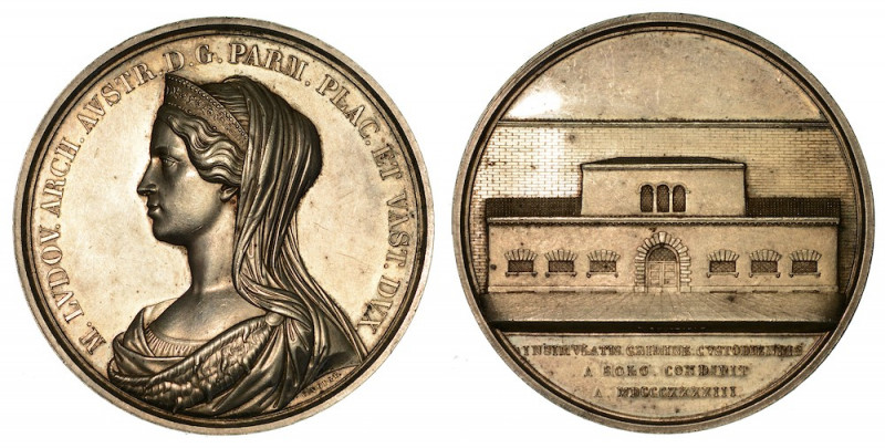 MARIA LUIGIA D'AUSTRIA, 1815-1847. NUOVO CARCERE IN PARMA. Medaglia in argento 1...