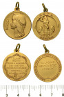 REGNO D'ITALIA. Lotto di due medaglie con anello originale in bronzo dorato.