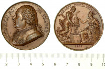 LUIGI XVIII, 1814-1824. RIDUZIONE DEL CREDITO PUBBLICO. Medaglia in bronzo 1818.