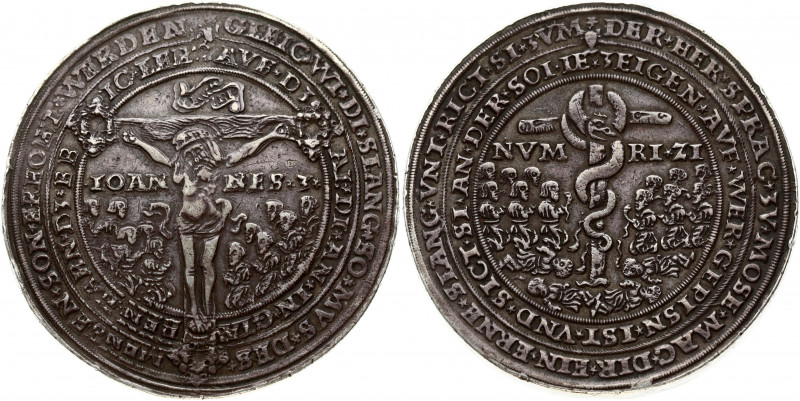 Austria Bohemia 2 Pesttaler (1528) Ferdinand I (1521-1564). Obverse: Serpent on ...