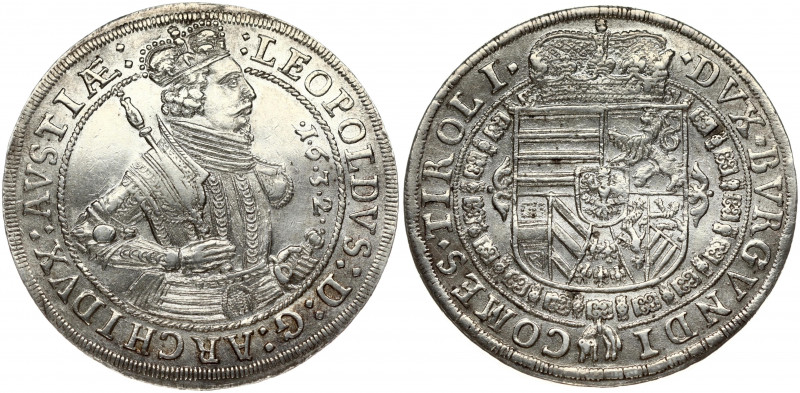 Austria Tyrol 1 Thaler 1632 Leopold V (1626-1632) Obverse: Crowned half size por...