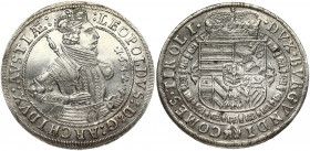 Austria Tyrol 1 Thaler 1632 Leopold V (1626-1632) Obverse: Crowned half size portrait with armour; twisted circle; sceptre with onion shape; vertical ...