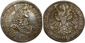 Austria 2 Thaler (1668-1670) Hall. Leopold I (1657-1705). Obverse: Laureate younger portrait (crown rather high) with wig, surrounded by a fine leaf c...