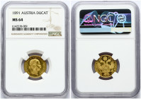 Austria 1 Ducat 1891 Franz Joseph I(1848-1916). Obverse: Laureate head right; heavy whiskers. Reverse: Crowned imperial double eagle. Gold 3.49g. KM 2...