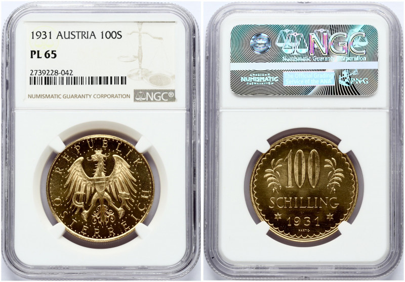 Austria 100 Schilling 1931 Obverse: Imperial Eagle with Austrian shield on breas...