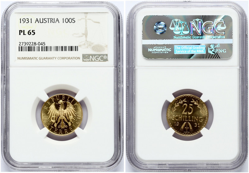 Austria 25 Schilling 1931 Obverse: Imperial Eagle with Austrian shield on breast...