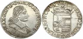 Belgium Liege 1 Patagon 1674 Maximilian Henry(1650-1688.). Obverse: Bust of Maximilian Henry right. Obverse Legend: MAX • H(EA)N • D • G • ARC • COL •...