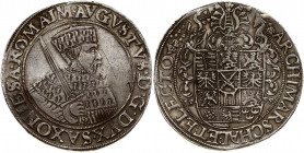 Germany SAXONY 1 Thaler 1555 ​​​​​​​August I (1553-1586). Obverse: Bust right; sword over right shoulder; titles of August I undivided. Reverse: 12-fo...